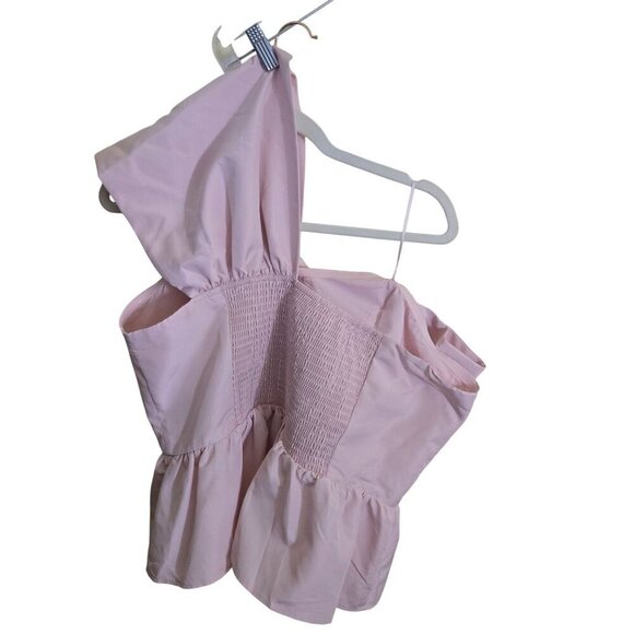 Express One Shoulder Statement Bow Corset Peplum Top Bubble Pink 2022 Size XL - Picture 3 of 6